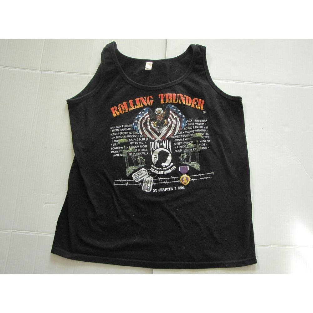 Anvil Shirt Mens XL Black Rolling Thunder POW MIA Sleeveless Tank Patriotic